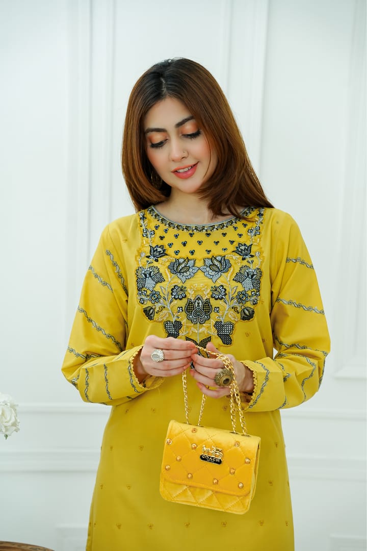 GOLDEN BLOOM 2PC EMB STITCHED FOR GIRLS