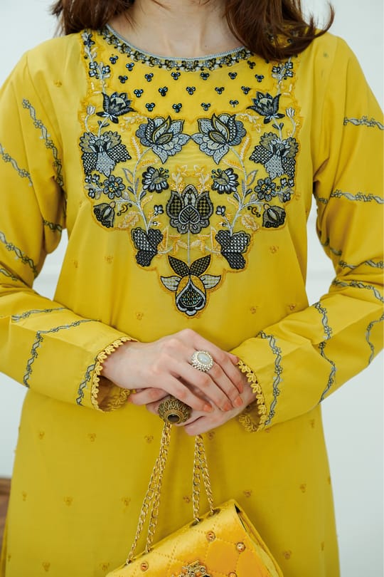 GOLDEN BLOOM 2PC EMB STITCHED FOR GIRLS