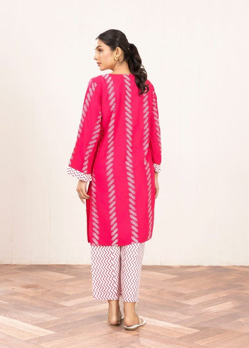 Block print 2 pieces stitched for girls