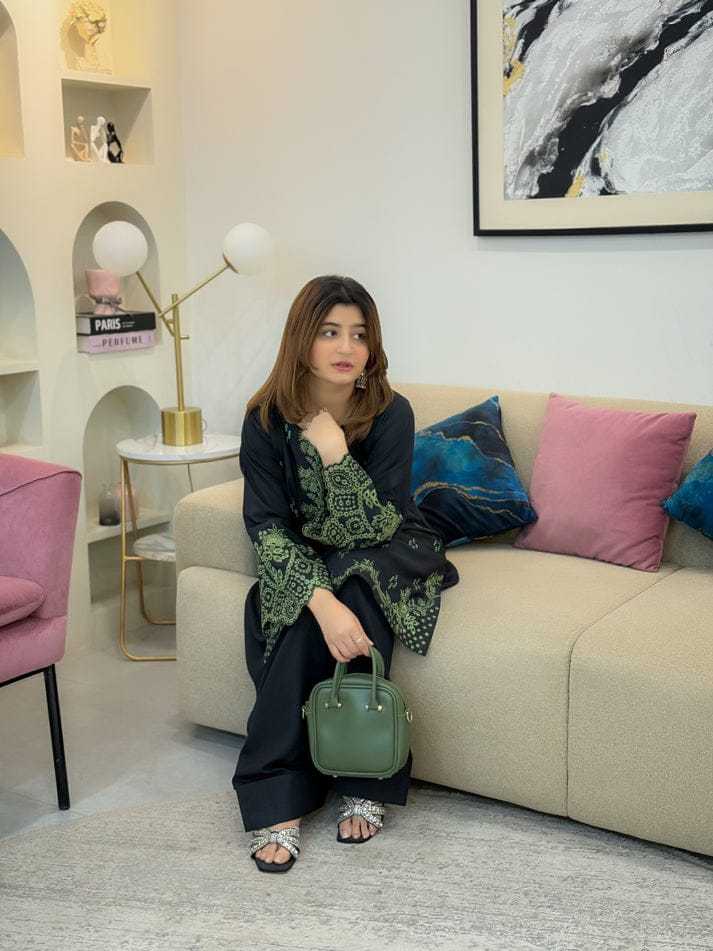 BLACK MISHEL( FARSHI )CO-ORD SET STITCHED FOR GIRLS