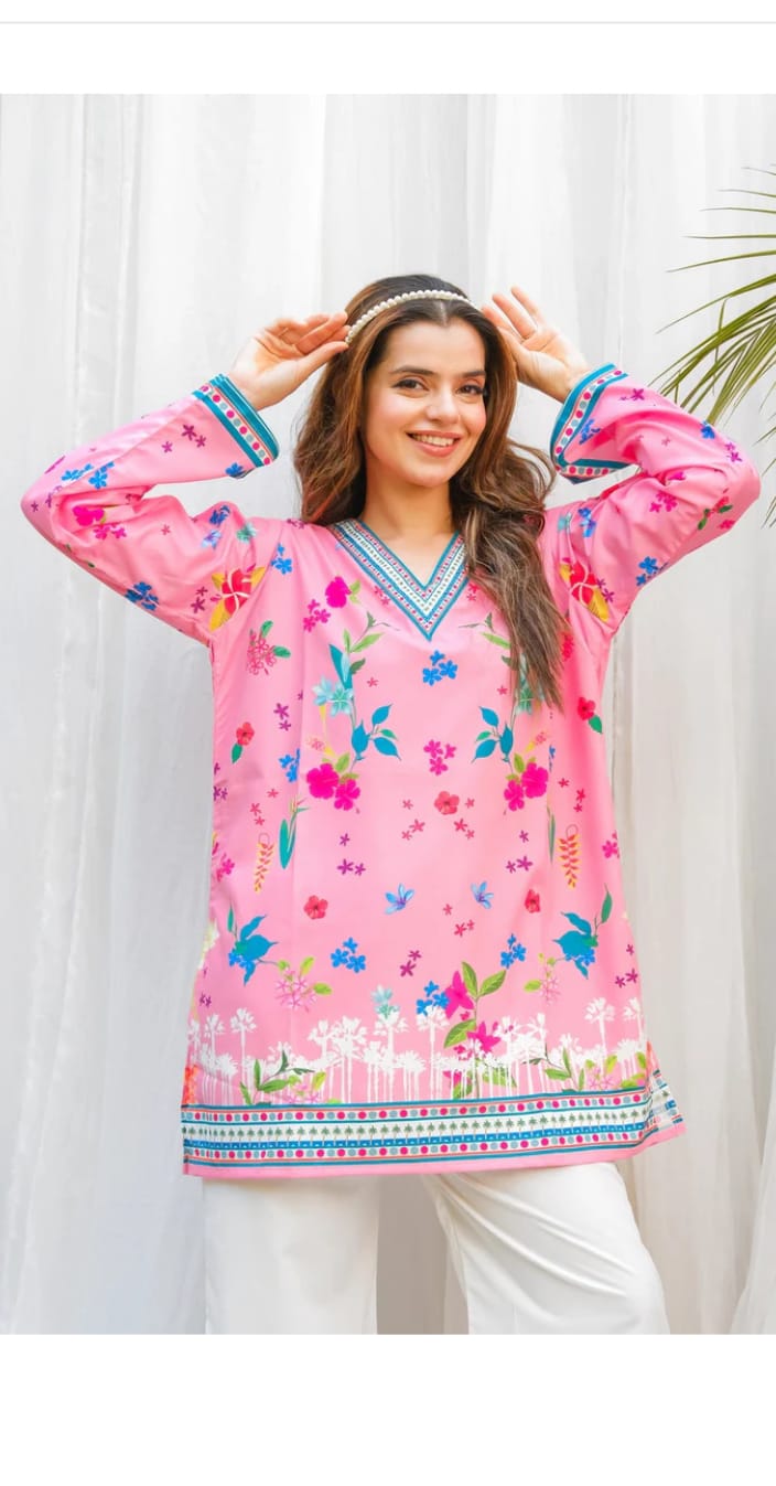 Dananeer Floral Shirt and Trouser 2 pieces stitched for girls